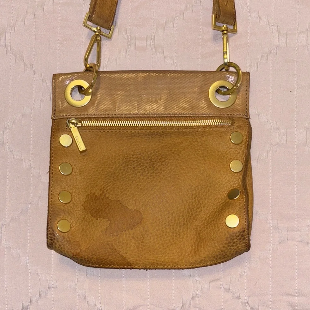 Hammitt Stylish Tan Leather Crossbody Bag, Used Condition